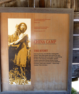 China Camp Sign introducing Chinese fisher history