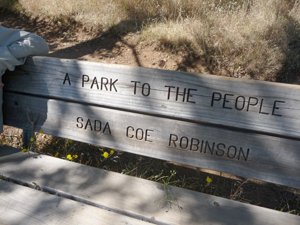 Bench dedicating the Henry W. Coe park to the people of California