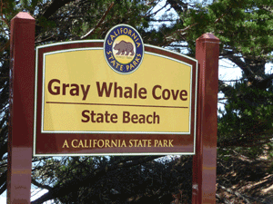 Gray Whale Cove State Beach sign